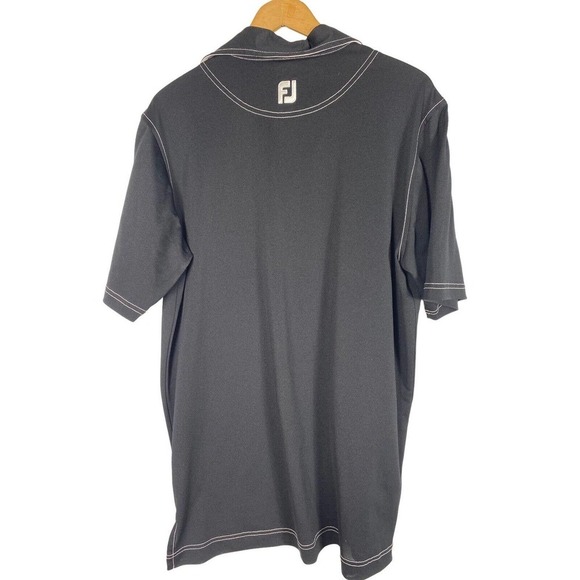 Footjoy Large Polo Shirt Black Textured Belmar Golf Club Norman Oklahoma Mens - Picture 4 of 8